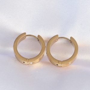 316L Çelik Gold Renk Zirkon Taşlı Model Halka Küpe - Görsel 2