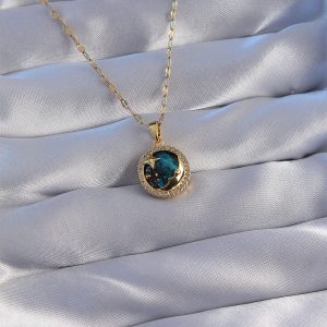 316L Çelik Zincir Gold Renk Zirkon Taşlı Ay ve Yıldız Figürlü Gezegen Kolye - Görsel 1
