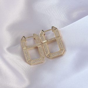 Vip Seri Pirinç Gold Renk Zirkon Taşlı Serenay Küpesi - Görsel 1