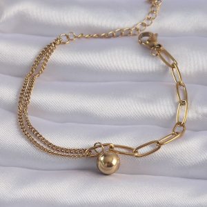 316L Çelik Gold Renk Topçuk Model Zincir Bileklik - Görsel 1