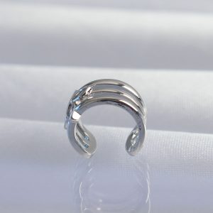 Pirinç Gümüş Renk Yonca Earcuff Küpe - Görsel 2