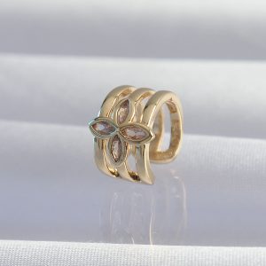 Pirinç Gold Renk Yonca Earcuff Küpe - Görsel 1