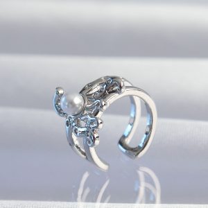 Pirinç Gümüş Renk İncili Ahtapot Earcuff Küpe - Görsel 2