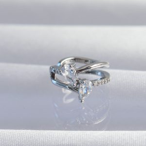 Pirinç Gümüş Renk Zirkon Taşlı Damla Earcuff Küpe - Görsel 1