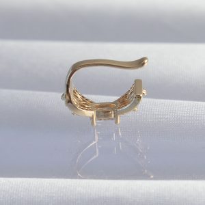 Pirinç Gold Renk Zirkon Taş Kaplama Earcuff Küpe - Görsel 2