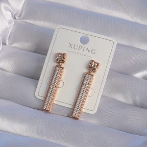 XUPİNG Rose Renk Zirkon Taşlı Su Yolu Küpe - Görsel 1