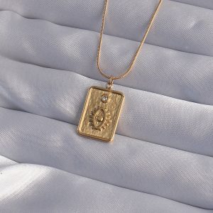 316L Çelik Zincir Gold Renk Zirkon Taşlı Göz Figür Tarot Kolye - Görsel 1