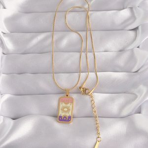 316L Çelik Gold Renk Karışık Mineli Ay Figür Tarot Kolye - Görsel 2