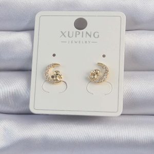 Xuping Gold Renk Zirkon Taşlı Tavşan Figürlü Ay Küpe - Görsel 1