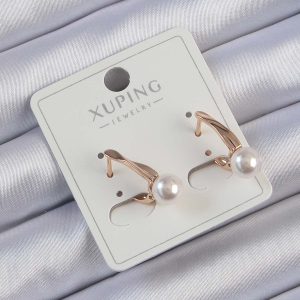Xuping Rose Renk İnci Taşlı Ezme Küpe - Görsel 1