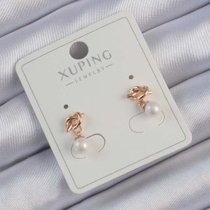 Xuping Rose Renk İnci Taşlı Düğüm Küpe - Görsel 1