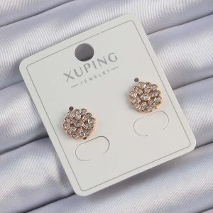 Xuping Rose Renk Zirkon Taş Kaplama Oval Küpe - Görsel 1