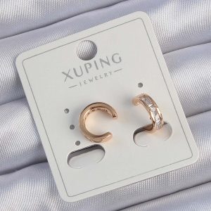 Xuping Rose Renk Zirkon Taş Kaplama Earcuff Küpe - Görsel 1