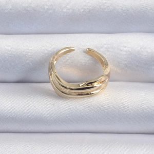 Pirinç Altın Renk Kıvrımlı Ayarlanabilir Yüzük - Görsel 2