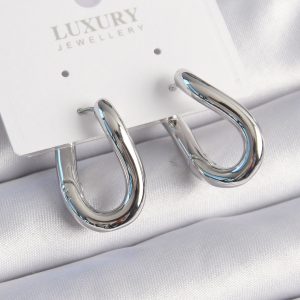Pirinç Gümüş Renk Halka Model Kadın Küpe - Görsel 1