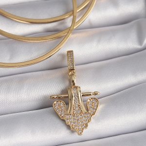 Pirinç Gold Renk Zirkon Taşlı Çapa Model Ajda Charm - Görsel 1