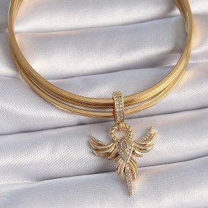 Pirinç Gold Renk Zirkon Taşlı Anka Kuşu Model Ajda Charm - Görsel 2
