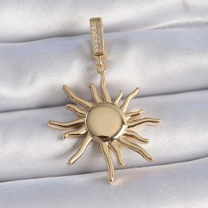 Pirinç Gold Renk Zirkon Taş Detaylı Güneş Model Ajda Charm - Görsel 1