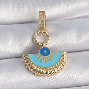 Pirinç Gold Renk Nazar Boncuklu Ajda Charm - Görsel 1