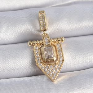 Pirinç Gold Renk Baget Zirkon Taşlı Ajda Charm - Görsel 1