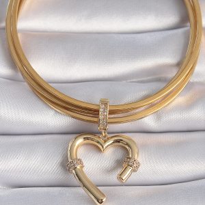 Pirinç Gold Renk Zirkon Taş Detaylı Kalp Figür Ajda Charm - Görsel 2