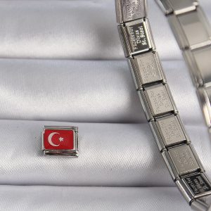 316L Çelik Gümüş Renk Türk Bayrağı İşlemeli Nomination Charm - Görsel 2