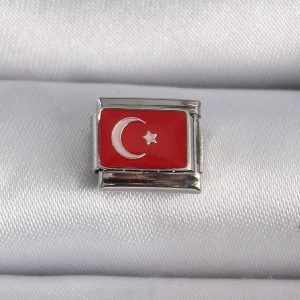 316L Çelik Gümüş Renk Türk Bayrağı İşlemeli Nomination Charm - Görsel 1