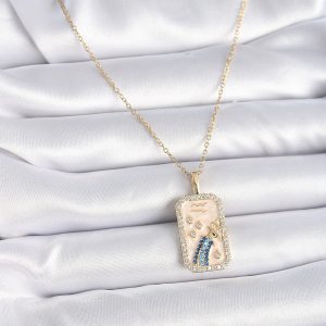 316L Çelik Gold Renk Zincir Kova Burcu Zirkon Taşlı Kadın Kolye - Görsel 2