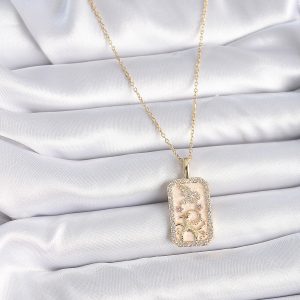 316L Çelik Gold Renk Zincir Oğlak Burcu Zirkon Taşlı Kadın Kolye - Görsel 2