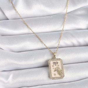 316L Çelik Gold Renk Zincir Koç Burcu Zirkon Taşlı Kadın Kolye - Görsel 2