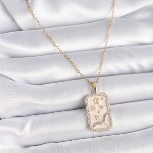 316L Çelik Gold Renk Zincir Yay Burcu Zirkon Taşlı Kadın Kolye - Görsel 2