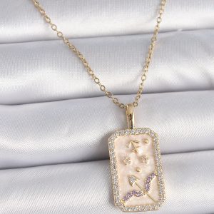 316L Çelik Gold Renk Zincir Yay Burcu Zirkon Taşlı Kadın Kolye - Görsel 1
