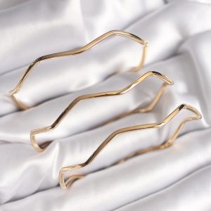 316L Çelik Gold Renk 65 mm Zikzak Model Ajda Bilezik - Görsel 1