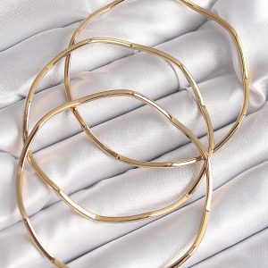 316L Çelik Gold Renk 65 mm Zikzak Model Ajda Bilezik - Görsel 2