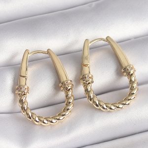 316L Çelik Gold Renk Burgu Halka Model Kadın Küpe