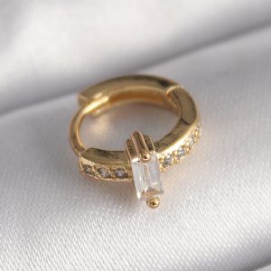 316L Çelik Gold Renk Zirkon Taşlı Tragus Piercing - Görsel 1