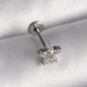 316L Çelik Gümüş Renk Zirkon Taşlı Yıldız Model Tragus Piercing - Görsel 1