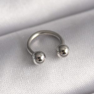 316L Çelik Gümüş Renk Halka Model Topçuk Piercing - Görsel 1