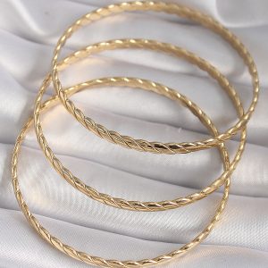 316L Çelik Gold Renk 60 mm Burma Ajda Model Kadın Bileklik - Görsel 2