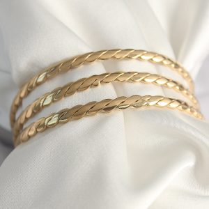 316L Çelik Gold Renk 65 mm Burma Ajda Model Kadın Bilezik - Görsel 1
