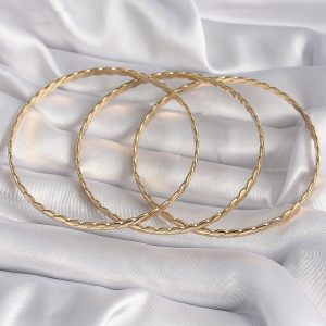 316L Çelik Gold Renk 65 mm Burma Ajda Model Kadın Bilezik - Görsel 2