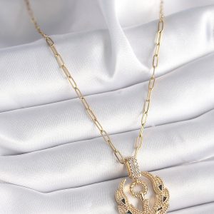316L Çelik Gold Renk Zirkon Taşlı Anka Kuşu Model Kadın Kolye - Görsel 2