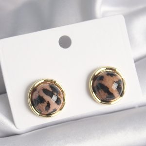 Pirinç Gold Renk Daire Kaplan Deseni Model Kadın Küpe - Görsel 1
