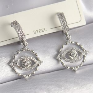 Pirinç Gümüş Renk Zirkon Taşlı Göz Model Kadın Kolye - Görsel 1