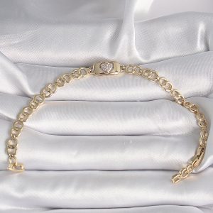 Pirinç Gold Renk Zirkon Taşlı Kalp Model Xuping Exclusive VIP Seri Kadın Bileklik - Görsel 1