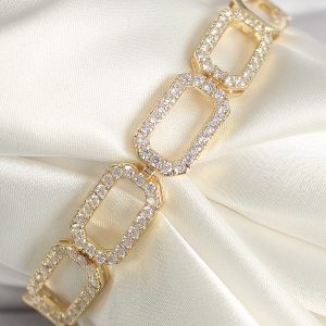 Pirinç Gold Renk Zirkon Taşlı Zincir Model Xuping VIP Exclusive Seri Bileklik - Görsel 1