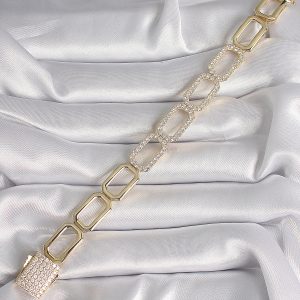 Pirinç Gold Renk Zirkon Taşlı Zincir Model Xuping VIP Exclusive Seri Bileklik - Görsel 2