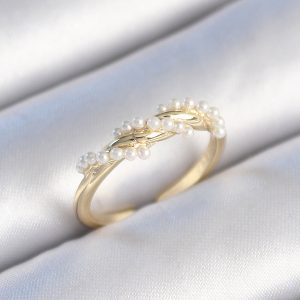 Pirinç Gold Renk Sarmal İnci Model Kadın Yüzük - Görsel 1