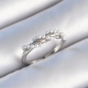 Pirinç Gümüş Renk Sarmal İnci Model Kadın Yüzük - Görsel 1