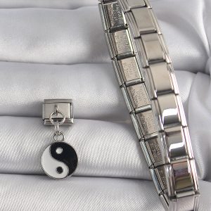 316L Çelik Gümüş Renk Sallantı YinYang Model Nomination Charm - Görsel 2